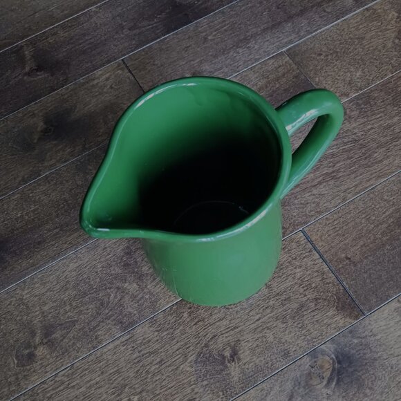Vintage Dark Green Ceramic Pitcher : READ - Picture 4 of 7